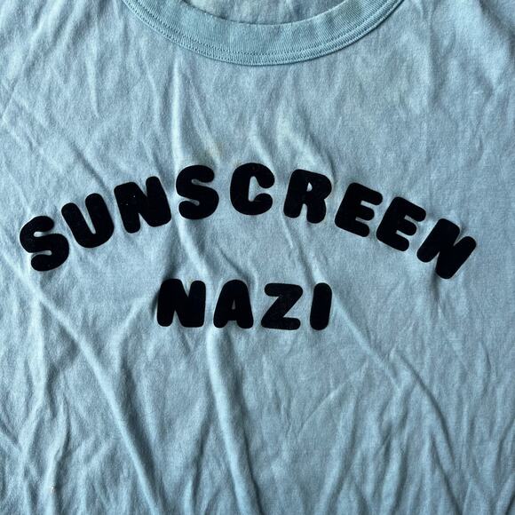 VINTAGE 70S 80S SUNSCREEN NAZI HUMOR T-SHIRT JOKE GRAPHIC SINGLE STITCH MENS XL - Picture 2 of 5